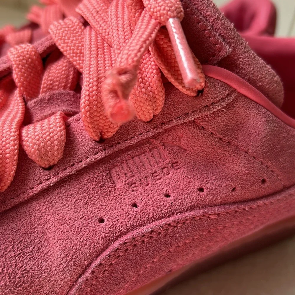 Puma kids Suede Lace Up youth sneakers size 5 pinkish coral